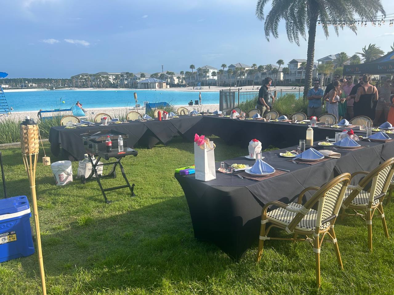 Elegant hibachi party setup